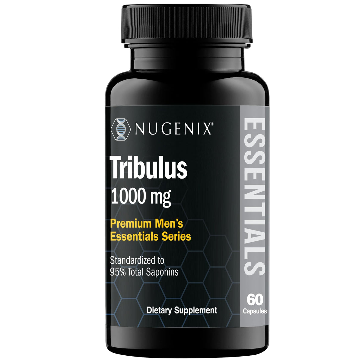 Nugenix Essentials Tribulus Terrestris للرجال - مستخلص 95% إجمالي الصابونين، قوة عالية 1000 ملجم، قوة إضافية، 60 كبسولة