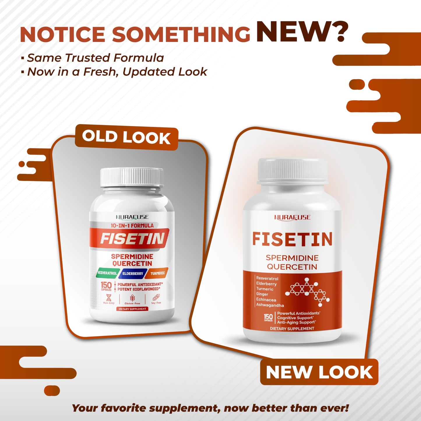 Nurafuse Fisetin 10-in-1 Formula – Spermidine, Quercetin, Resveratrol, Elderberry, Turmeric | Non-GMO, Gluten-Free, Soy-Free