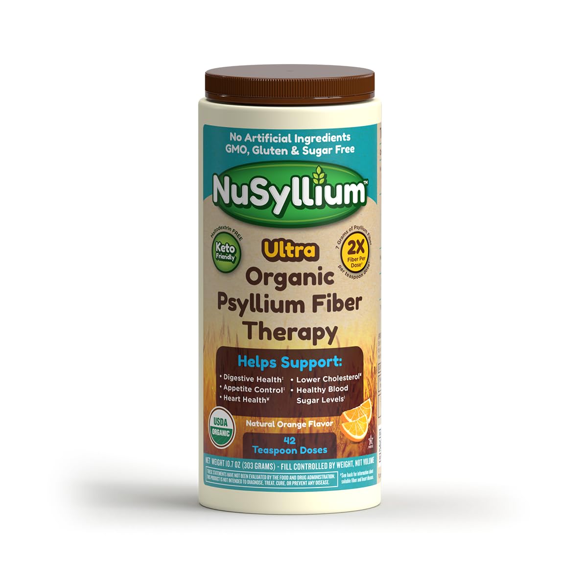 NuSyllium Ultra Psyllium Husk Powder Organic 10.7 oz – سكر مجاني كيتو ألياف