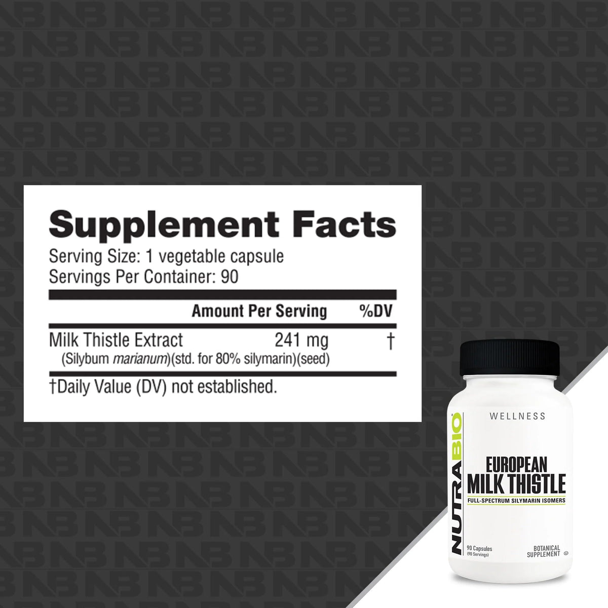 مكمل حليب الشوك الأوروبي 241 ملجم من NutraBio – 90 كبسولة | دعم مضادات الأكسدة