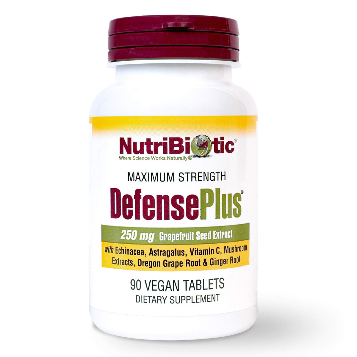 NutriBiotic DefensePlus 90 قرص – 11 في 1 دعم مناعي، نباتي وخالٍ من الجلوتين