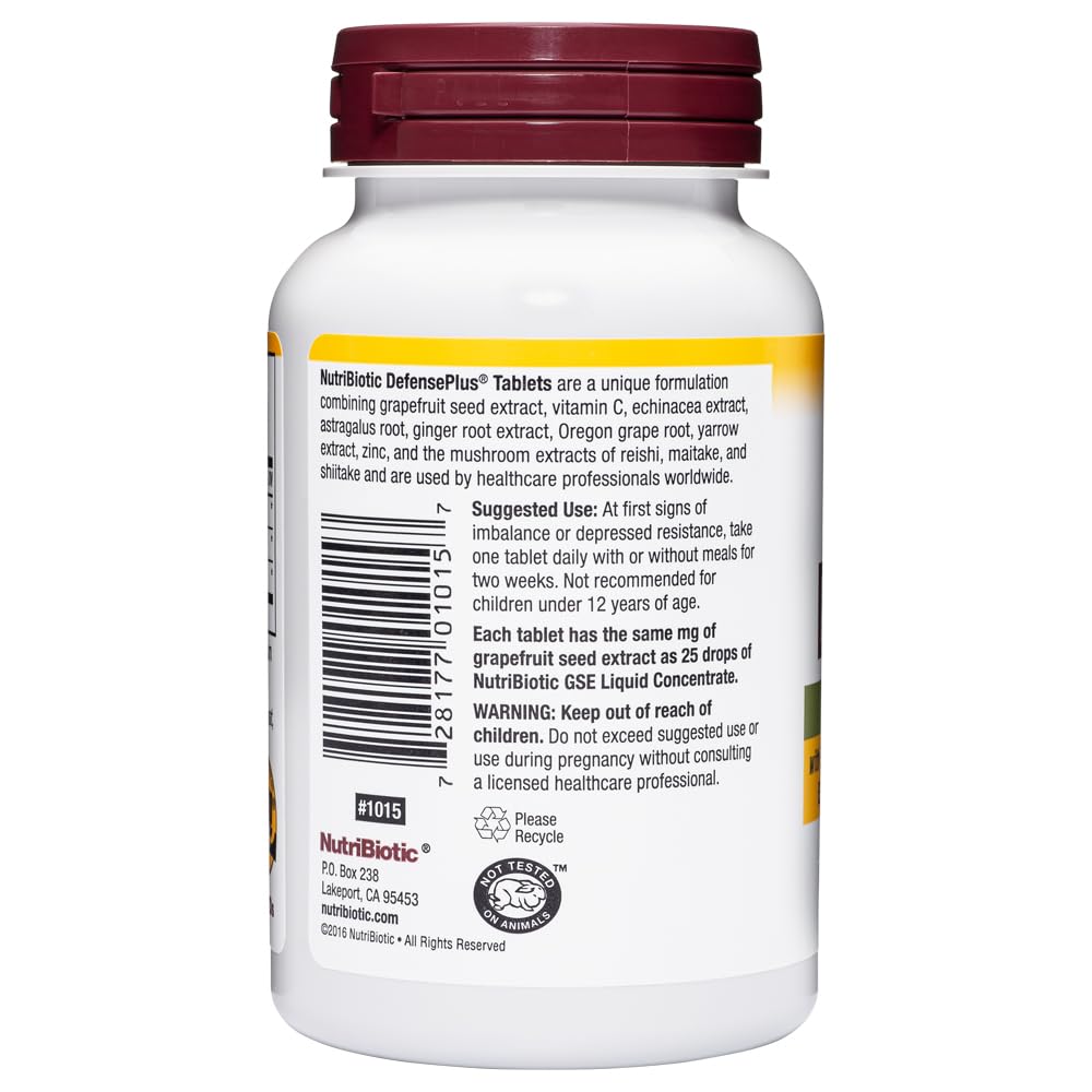NutriBiotic DefensePlus 90 قرص – 11 في 1 دعم مناعي، نباتي وخالٍ من الجلوتين