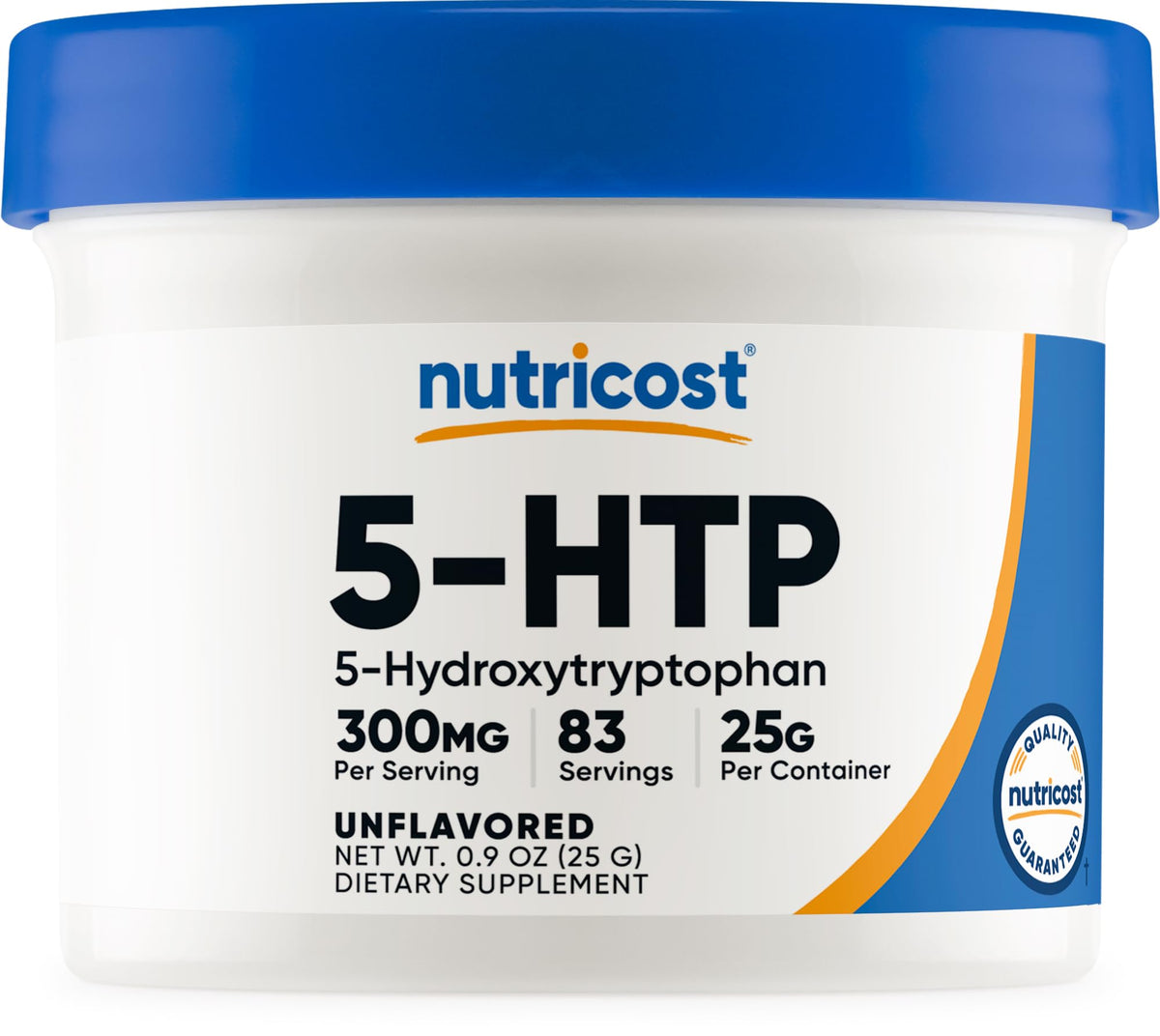 Nutricost 5-HTP مسحوق 25 جرام | 300 ملجم لكل جرعة | خالٍ من الجلوتين وغير معدل وراثيًا | 5-HTP نقي