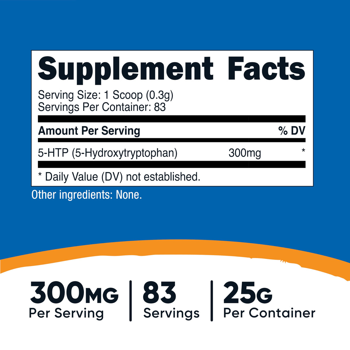 Nutricost 5-HTP مسحوق 25 جرام | 300 ملجم لكل جرعة | خالٍ من الجلوتين وغير معدل وراثيًا | 5-HTP نقي