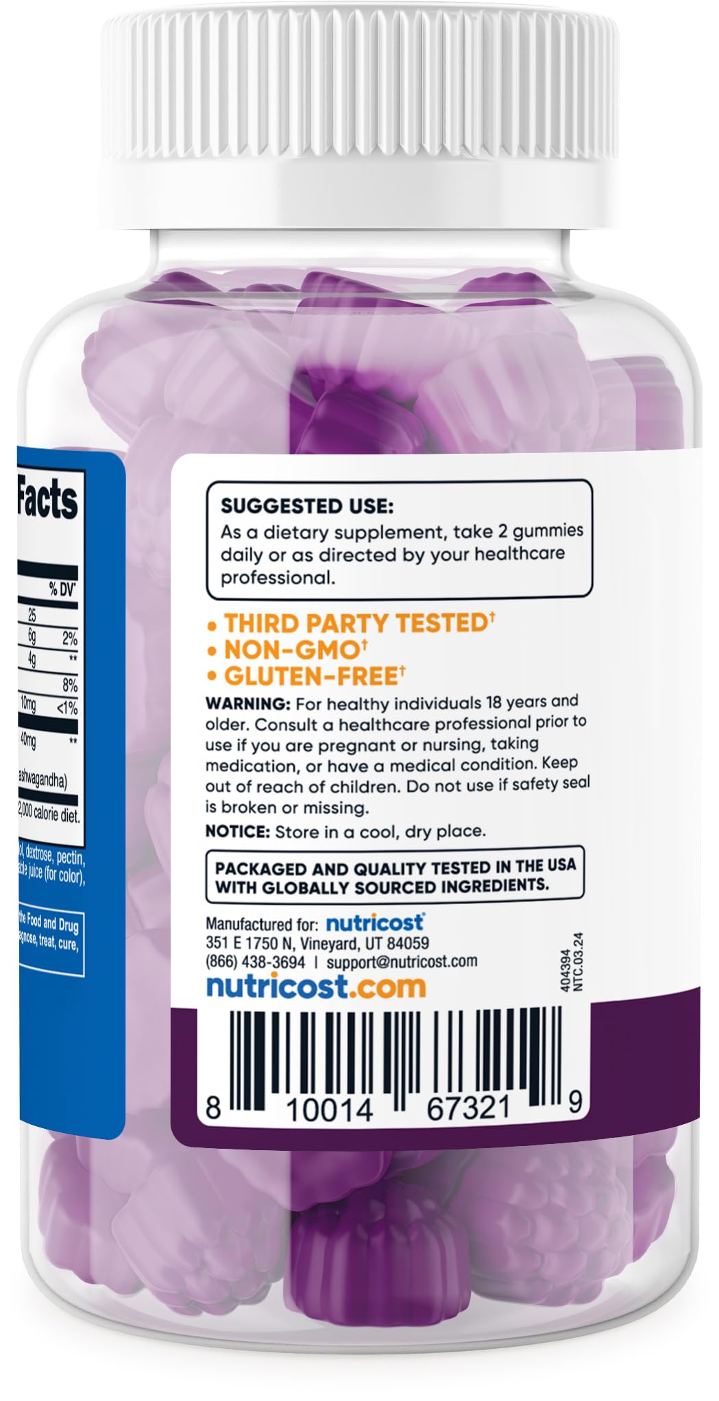 Nutricost Ashwagandha Gummies 1200mg - توت مشكل | 60 قطعة حلوى جيلاتينية