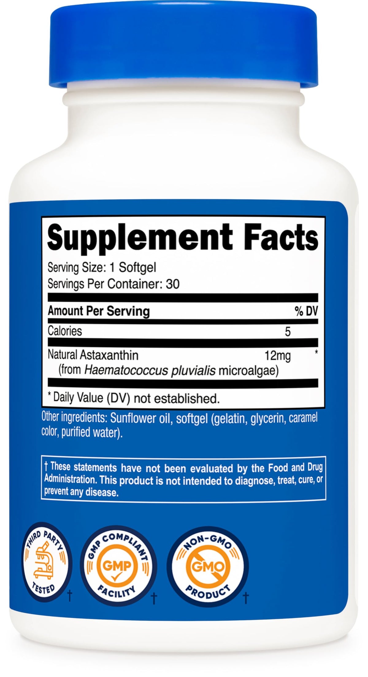 Nutricost Astaxanthin 12mg, 30 Softgels – Non-GMO & Gluten Free