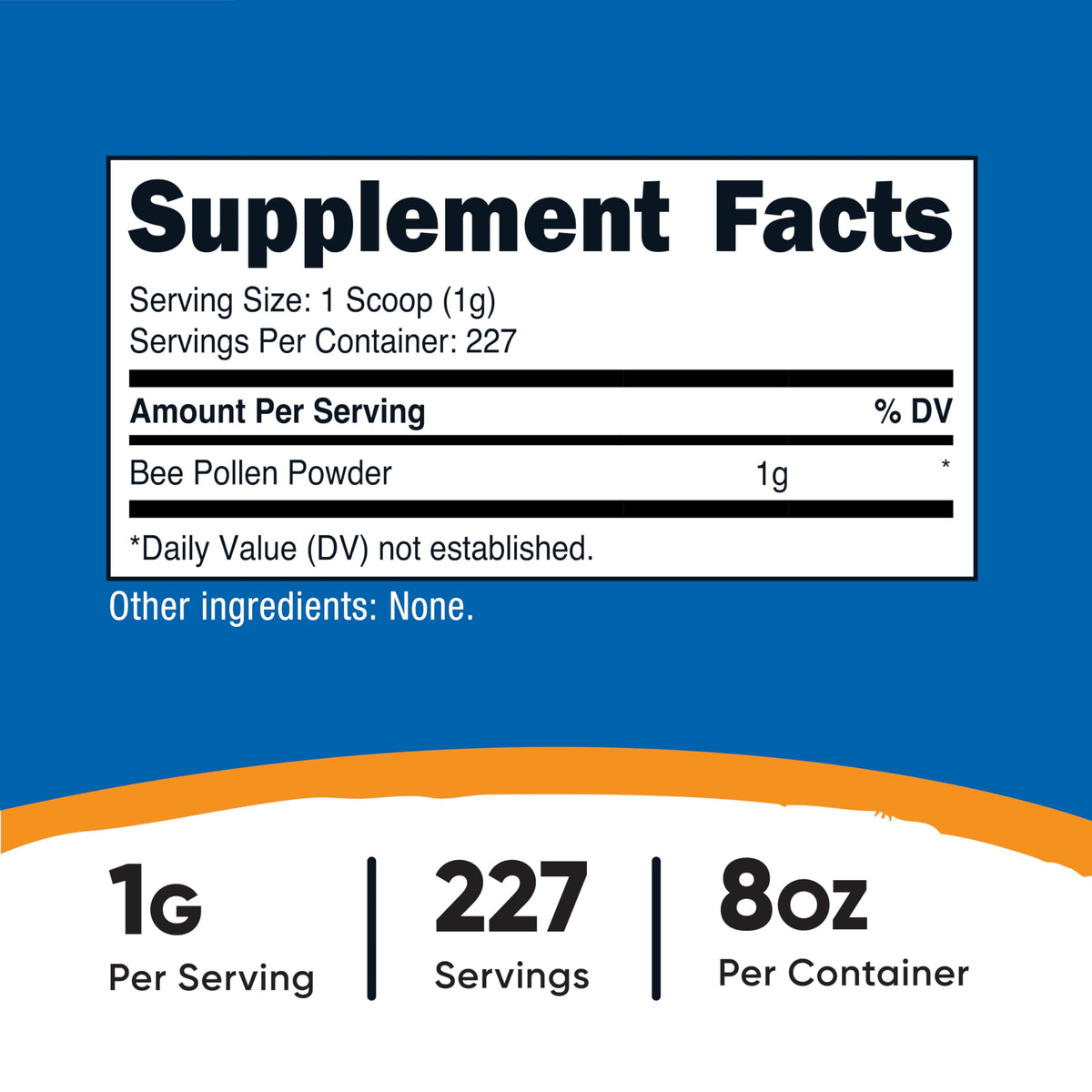 مسحوق حبوب لقاح النحل من Nutricost (8 أونصة) - 227 جرعة، خالٍ من الغلوتين، غير معدل وراثيًا، مكمل غذائي نباتي