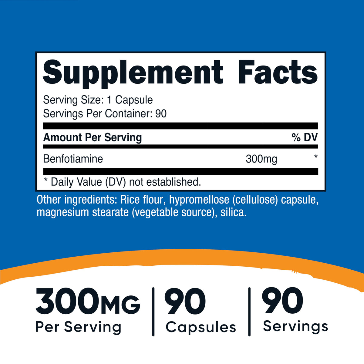 Nutricost Benfotiamine 300mg – 90 Capsules | Gluten Free, Non-GMO, Vegetarian Vitamin B1 (Fat-Soluble)