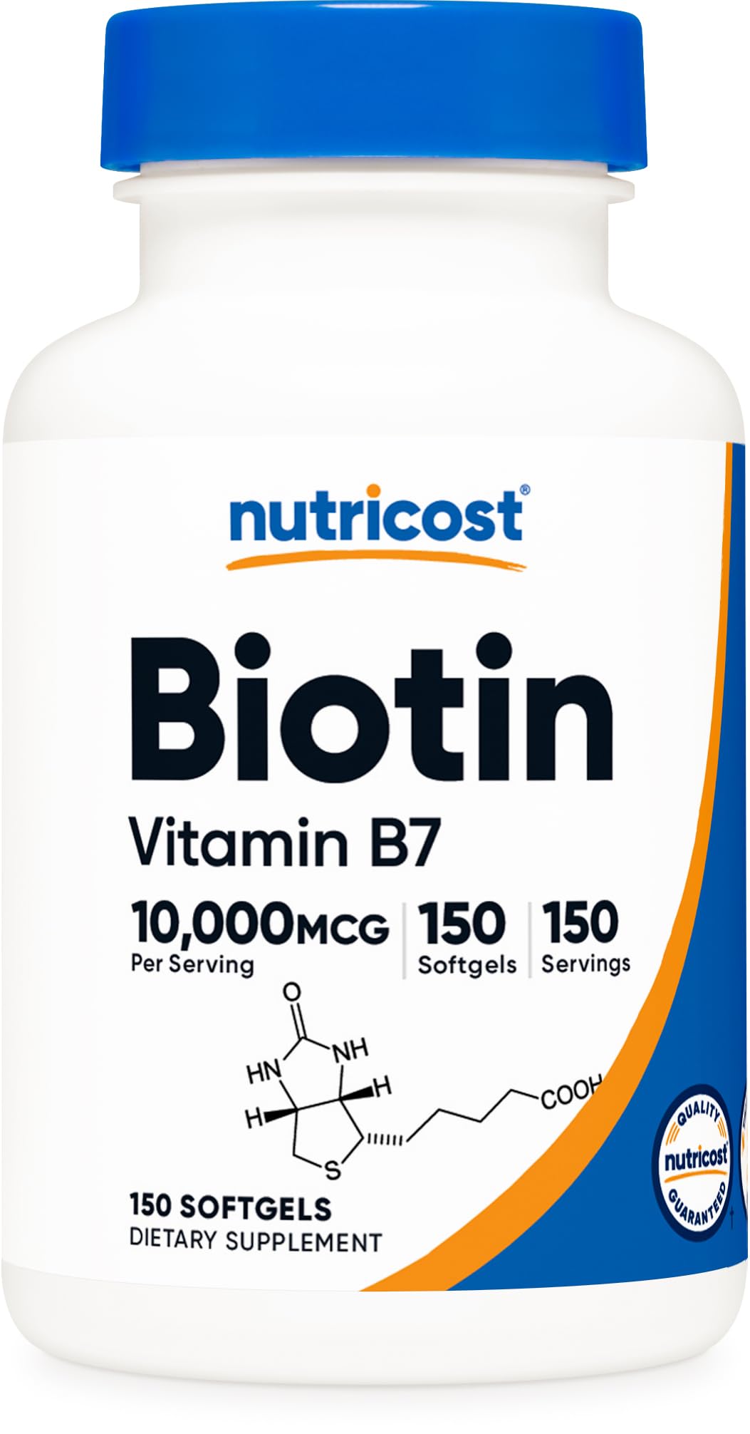 Nutricost البيوتين 10,000 مكجم - 150 كبسولة هلامية - خالٍ من الغلوتين، غير معدّل وراثيًا
