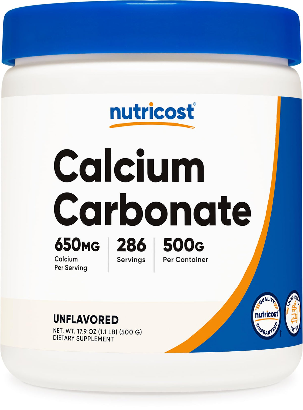 Nutricost مسحوق كربونات الكالسيوم 500 جرام | 650 ملجم لكل جرعة