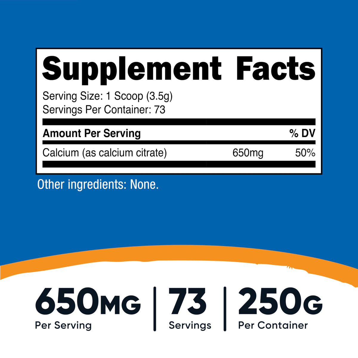 Nutricost سترات الكالسيوم بودرة 250 جم بدون نكهة | 650 ملجم كالسيوم لكل جرعة