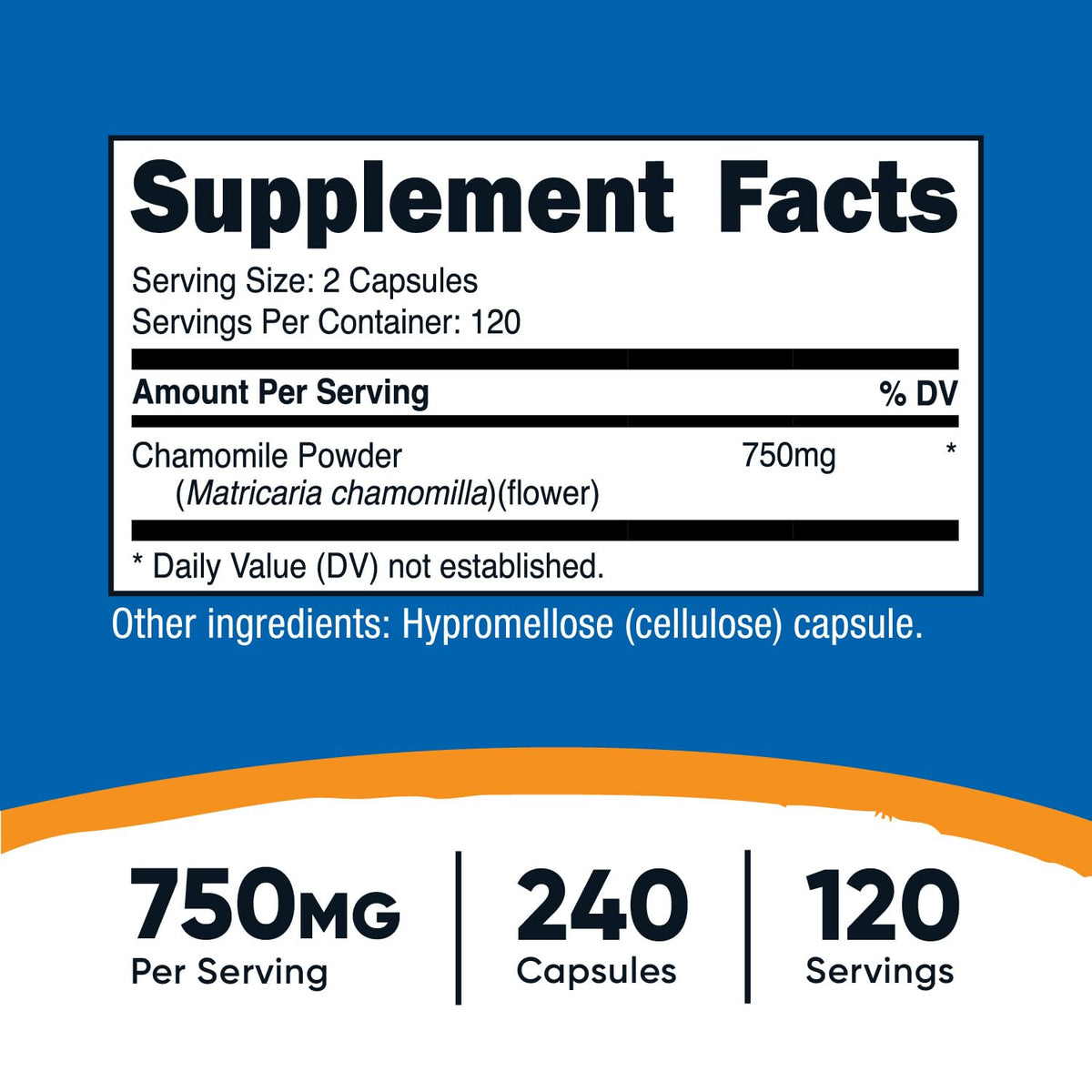 Nutricost Chamomile 750mg – 240 Veggie Capsules (120 Servings)