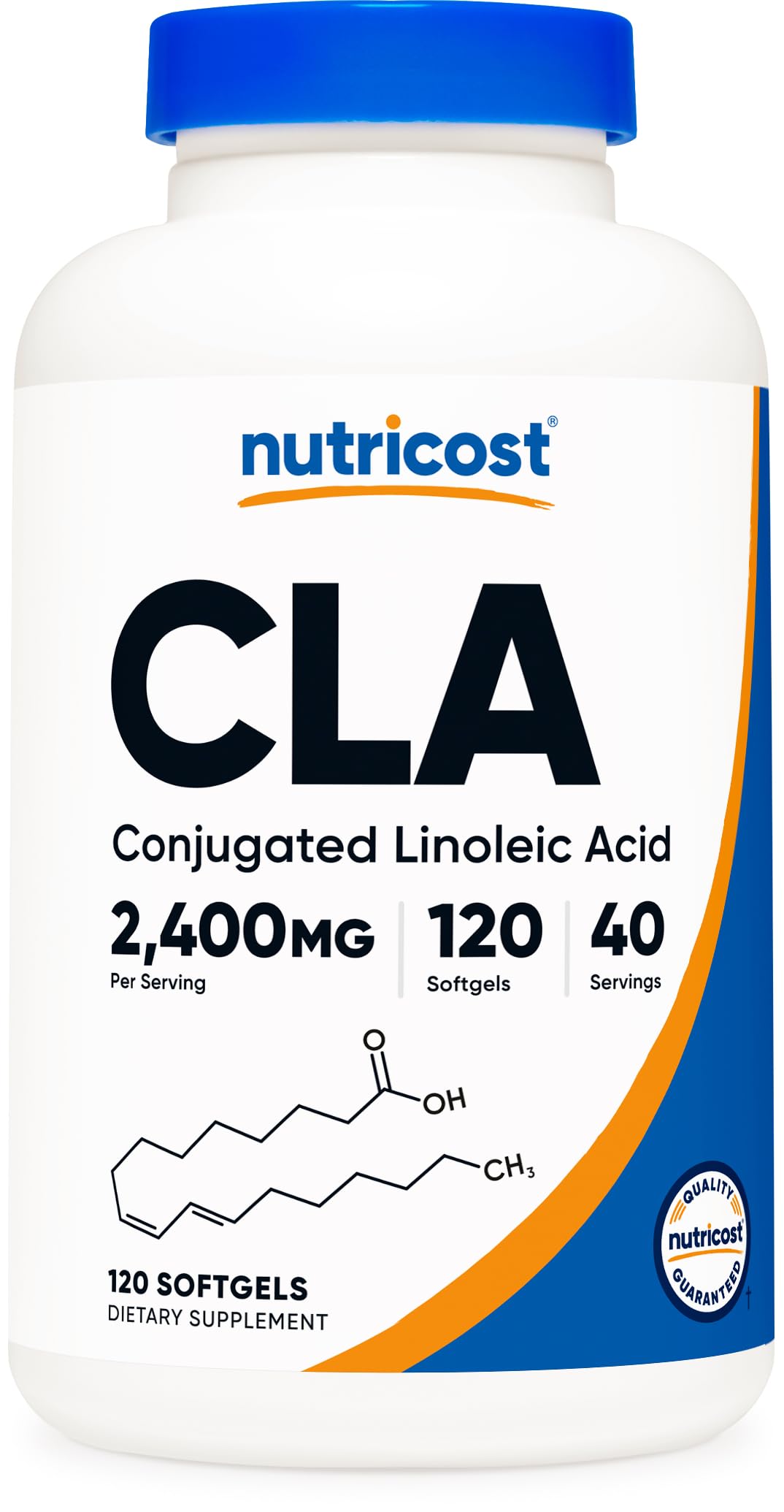 Nutricost CLA (حمض اللينوليك المقترن) 2400 ملغ - 120 كبسولة هلامية لينة | خالٍ من الغلوتين، غير معدّل وراثيًا، 800 ملغ لكل كبسولة هلامية لينة