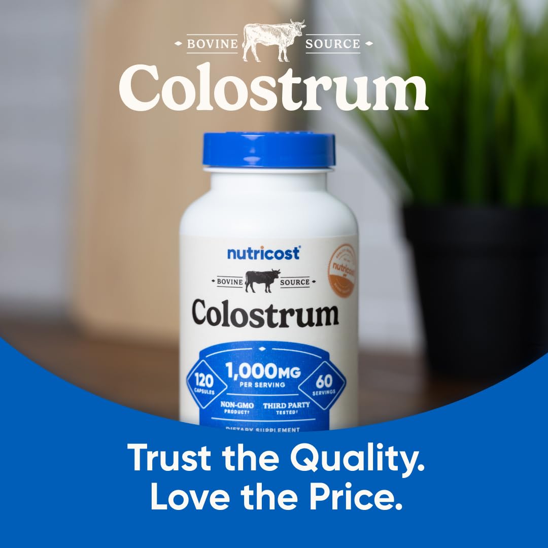 Nutricost Colostrum 1000mg, 120 Capsules β Gluten Free & GMO Free, 60 Servings