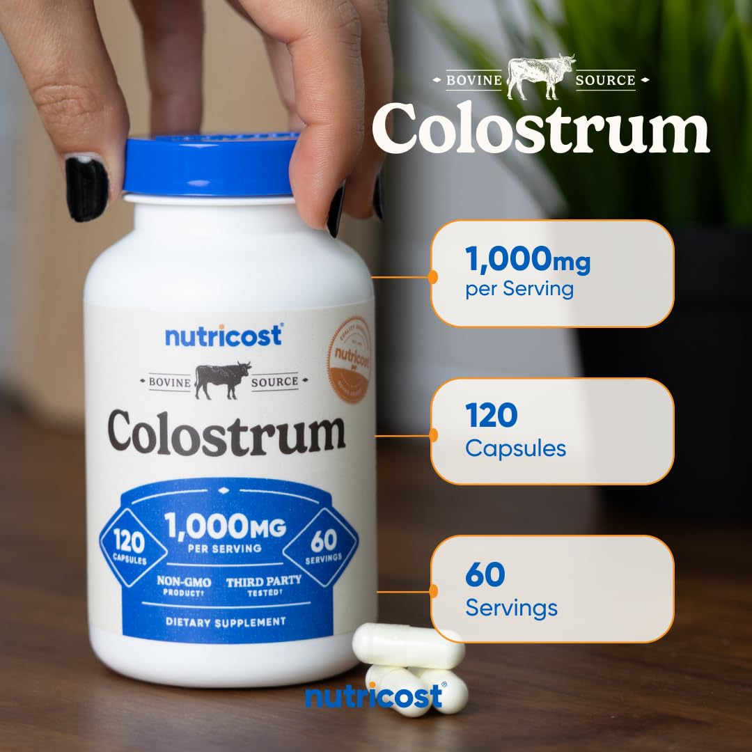 Nutricost Colostrum 1000mg, 120 Capsules β Gluten Free & GMO Free, 60 Servings