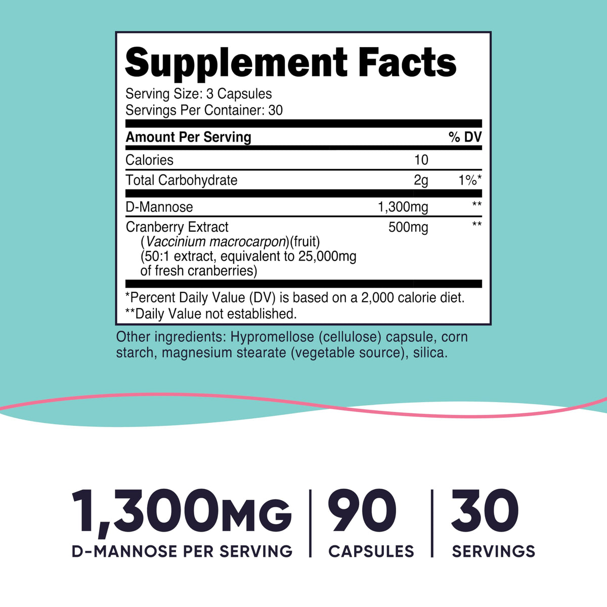 Nutricost D-مانوز مع خلاصة التوت البري 1300 ملجم - 90 كبسولة