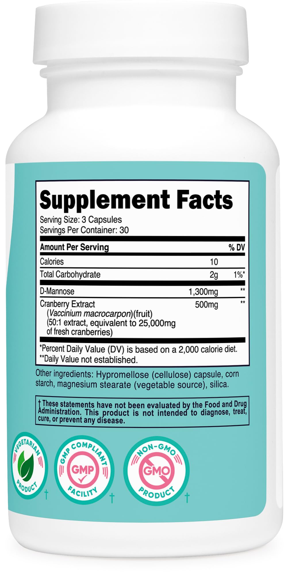 Nutricost D-Mannose with Cranberry Extract 1300mg - 90 Capsules