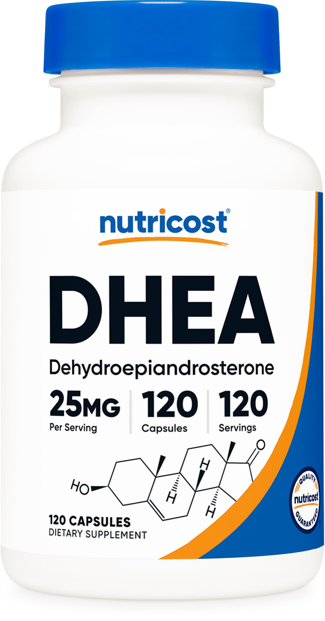 Nutricost DHEA 25 ملجم - 120 كبسولة | خالٍ من الغلوتين، غير معدل وراثيًا، خالٍ من الصويا
