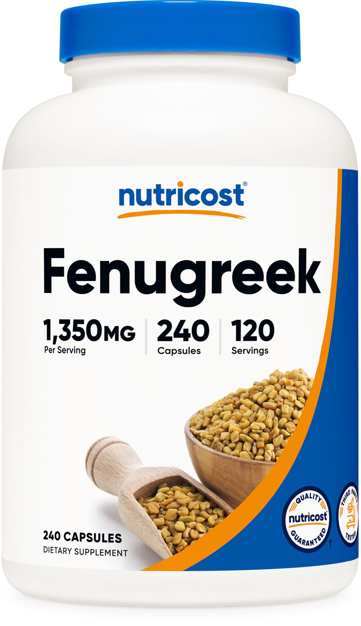 Nutricost بذور الحلبة 1350 ملجم - 240 كبسولة | خالي من الجلوتين، غير معدل وراثياً، 675 ملجم لكل كبسولة