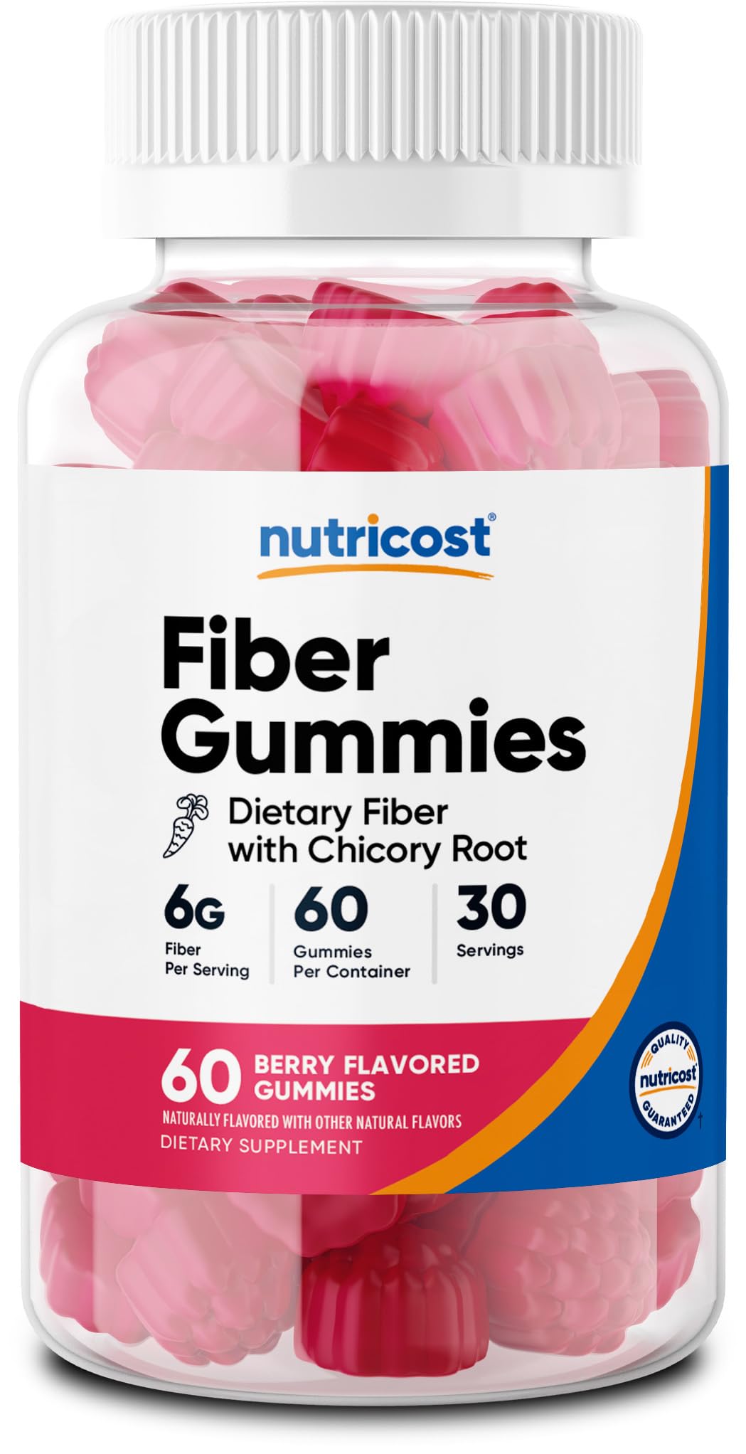 Nutricost Fiber Gummies Berry Fl flavored β 120 Gummies, 6g Fiber per Serving, Vegan, 60 Servings