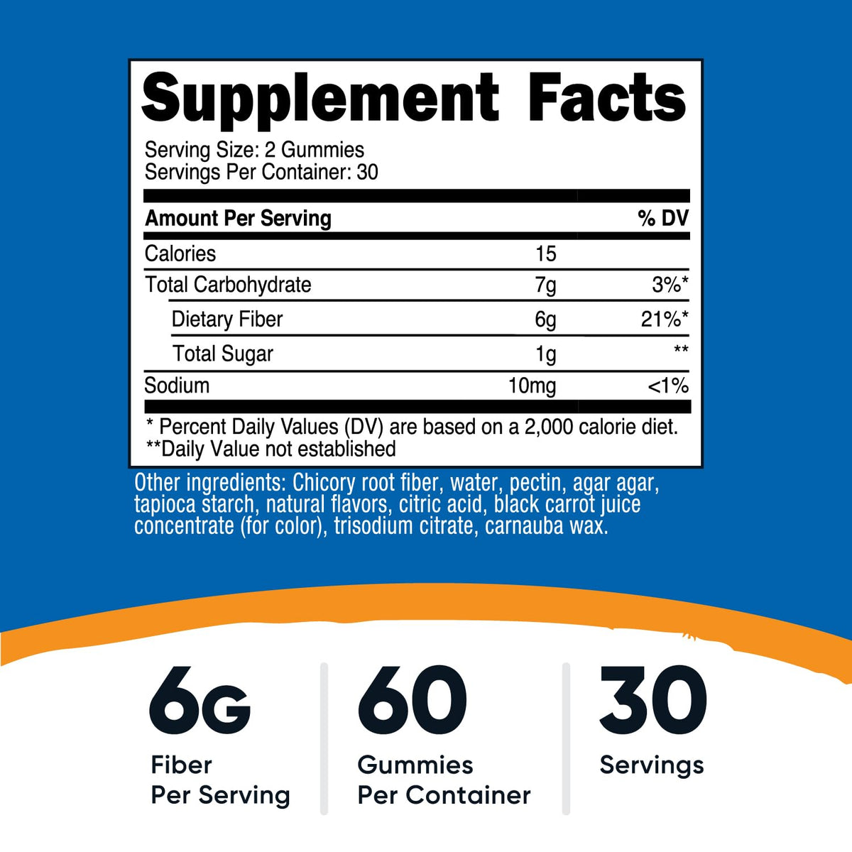 Nutricost Fiber Gummies Berry Fl flavored β 120 Gummies, 6g Fiber per Serving, Vegan, 60 Servings