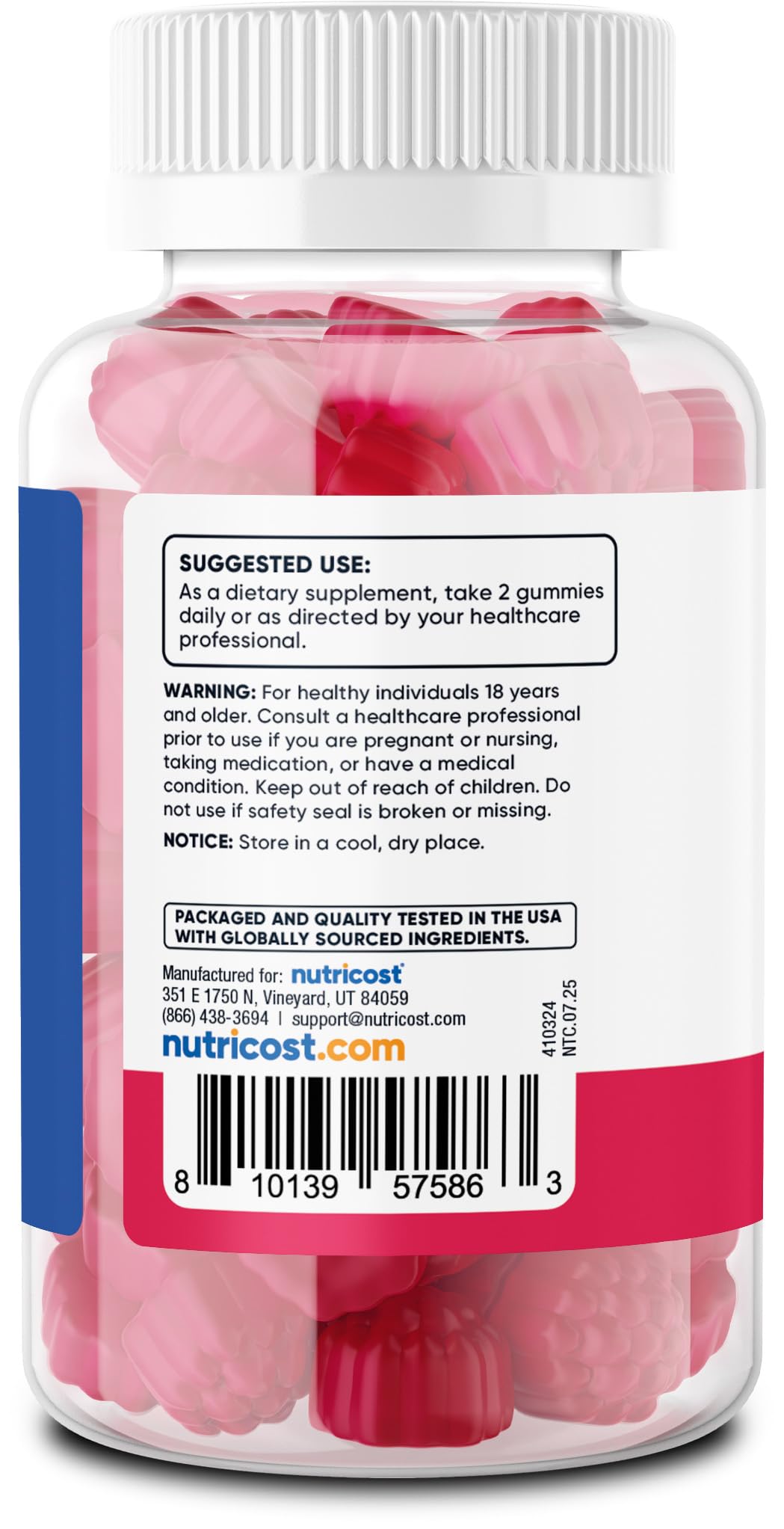 Nutricost Fiber Gummies Berry Fl flavored β 120 Gummies, 6g Fiber per Serving, Vegan, 60 Servings