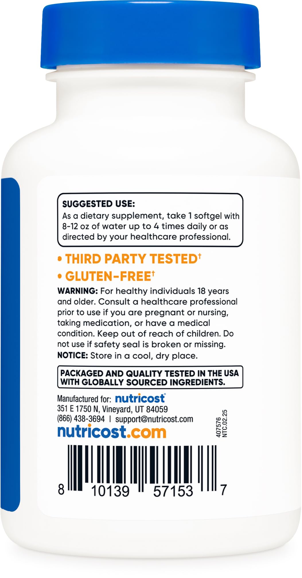 Nutricost Garlic 1000mg Softgels – عديمة الرائحة، خالية من الغلوتين | 240 كبسولة هلامية