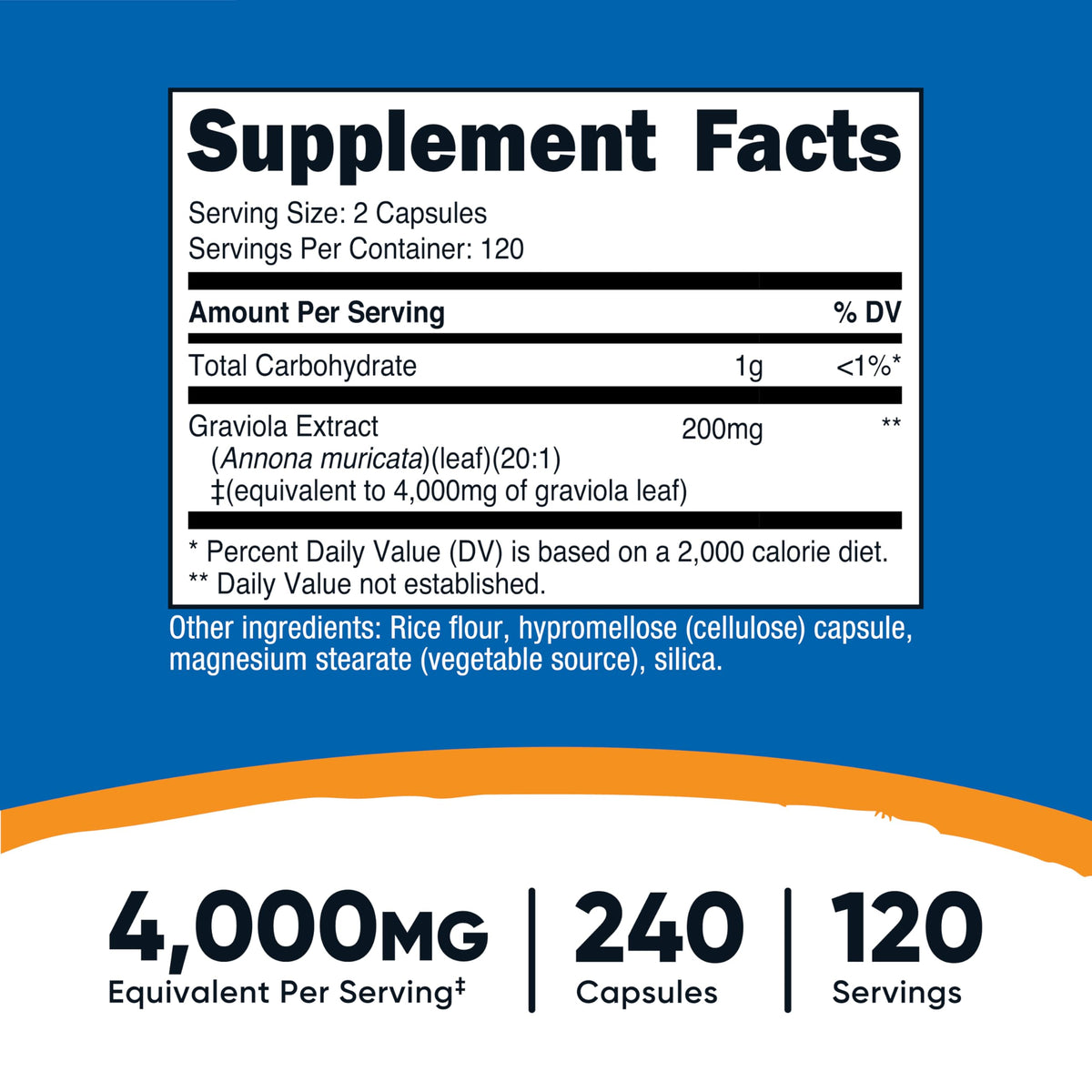 Nutricost مستخلص فاكهة القشطة الشائكة (4,000 ملجم مكافئ) – 240 كبسولة، 120 جرعة، نباتي