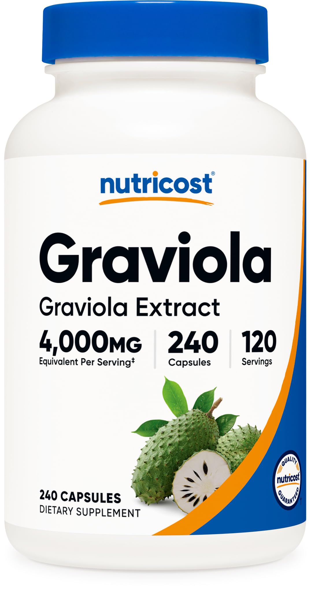 Nutricost مستخلص فاكهة القشطة الشائكة (4,000 ملجم مكافئ) – 240 كبسولة، 120 جرعة، نباتي