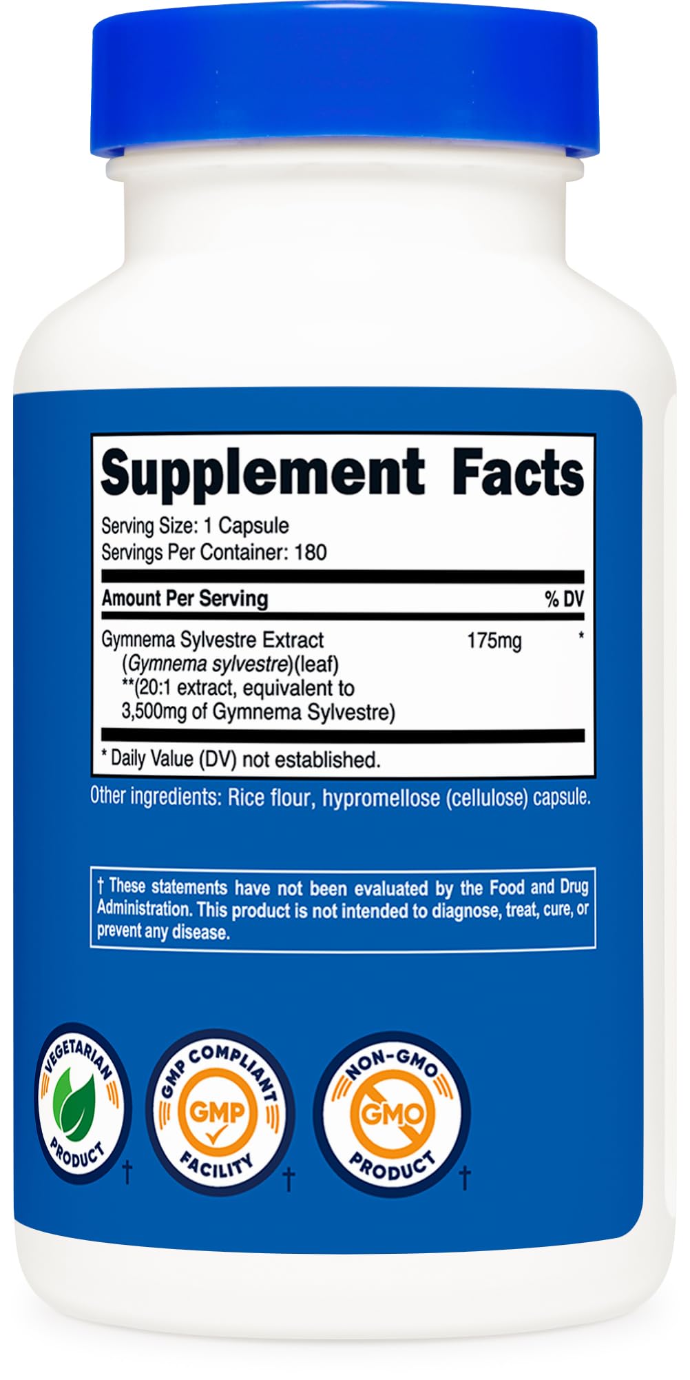 Nutricost Gymnema Sylvestre 3,500 ملجم (20:1) - 180 كبسولة، غير معدلة وراثيًا، خالي من الغلوتين