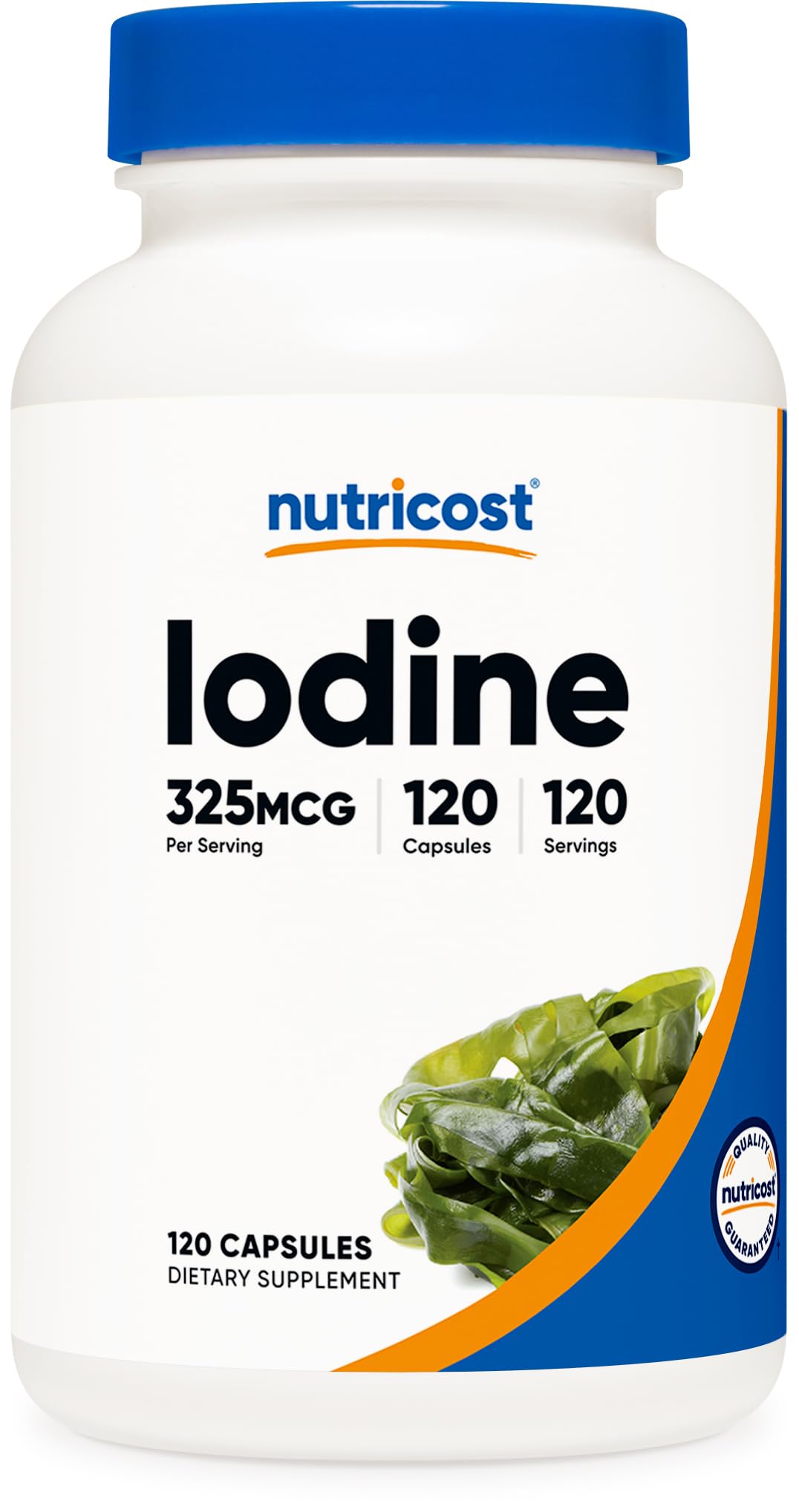 اليود Nutricost بتركيز 325 ميكروغرام – 120 كبسولة | عشب البحر الطبيعي، غير معدل وراثيًا وخالي من الغلوتين