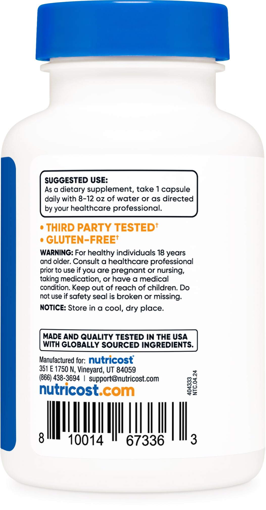 Nutricost Lithium Orotate 5mg - 120 كبسولة نباتية، غير معدل وراثيًا، خالي من الجلوتين