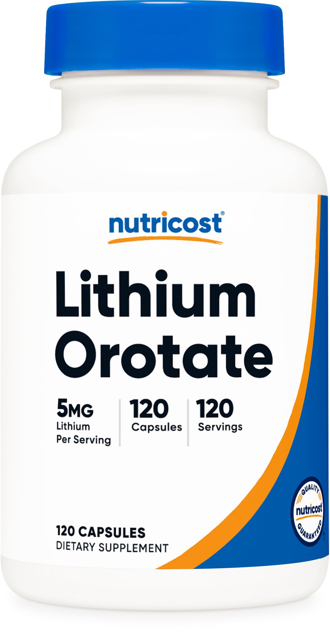 Nutricost Lithium Orotate 5mg - 120 كبسولة نباتية، غير معدل وراثيًا، خالي من الجلوتين