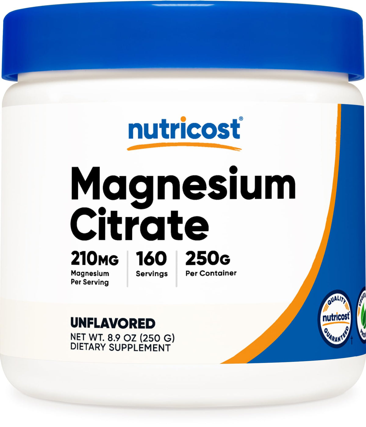 Nutricost مسحوق سترات المغنيسيوم (غير منكه، 250 جرام) - 250 جرام، غير معدل وراثيًا وخالٍ من الغلوتين، صنع في الولايات المتحدة الأمريكية