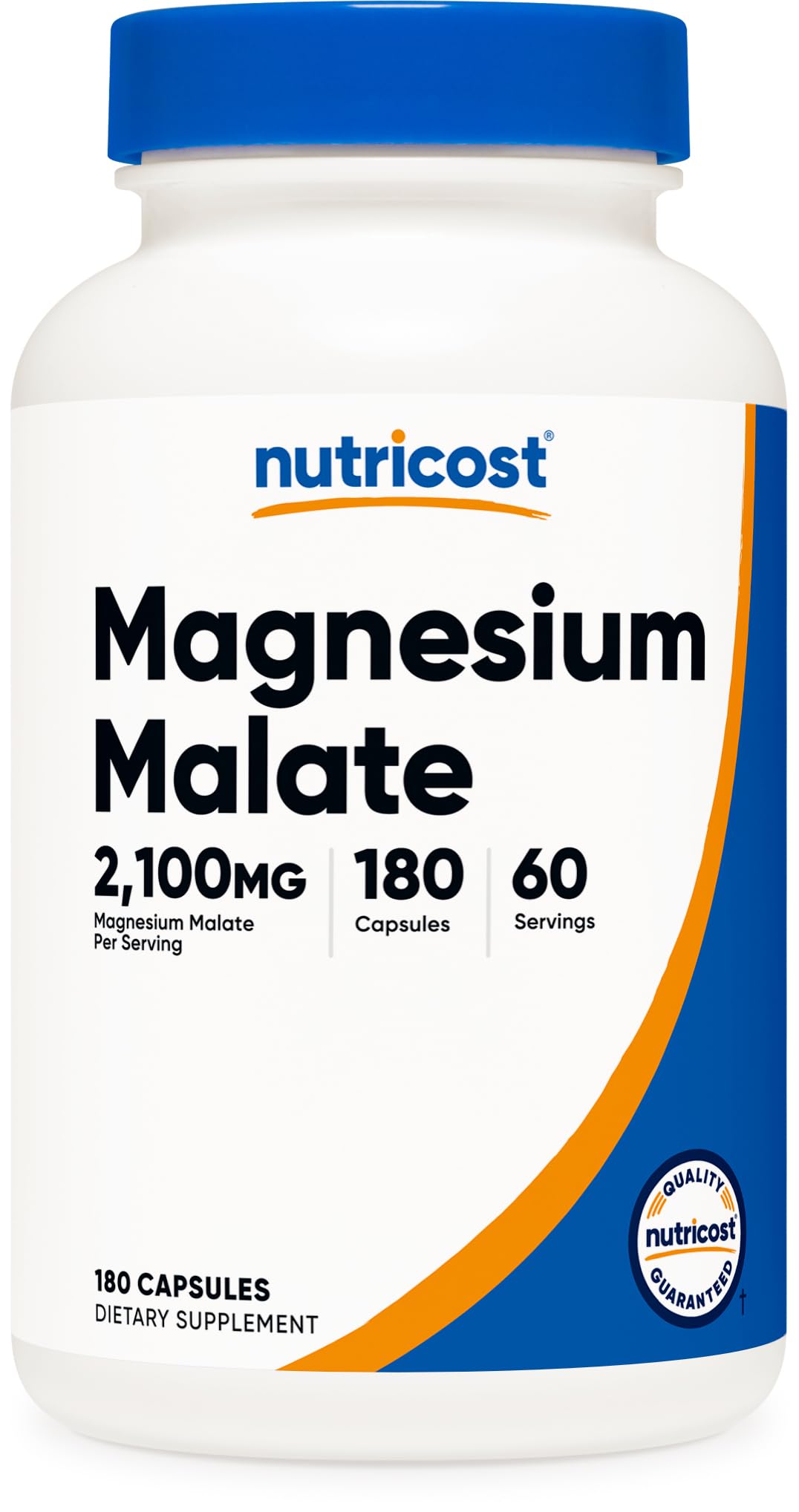 Nutricost Magnesium Malate 2,100mg – 180 كبسولة | نباتي، غير معدّل وراثيًا، خالٍ من الغلوتين