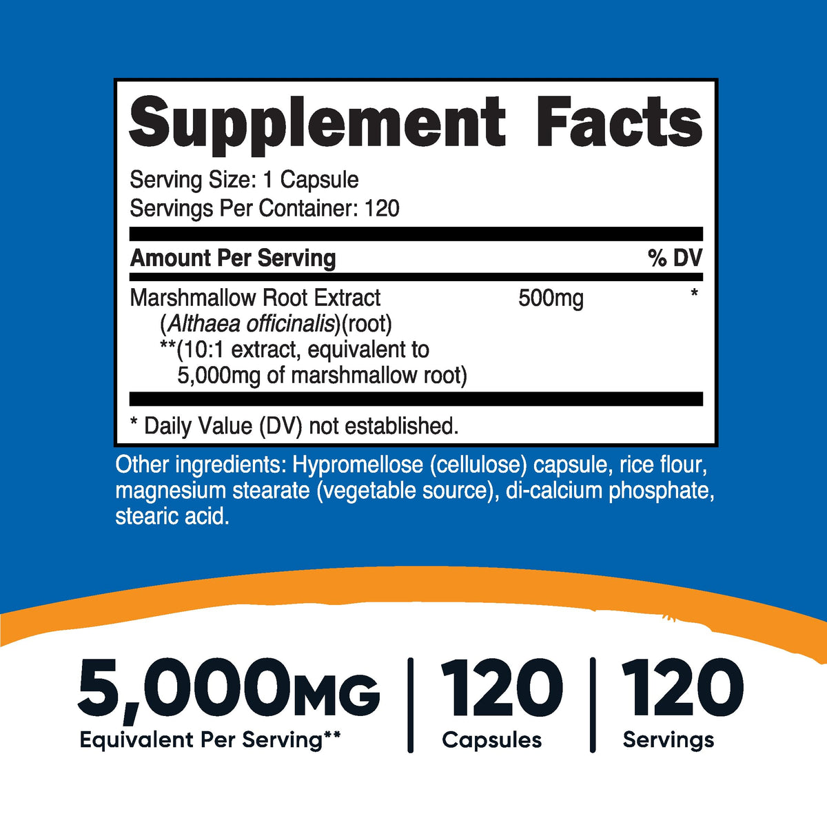 Nutricost جذور الخطمي 5000 ملجم مكافئ - 120 كبسولة نباتية (مستخلص 10:1)