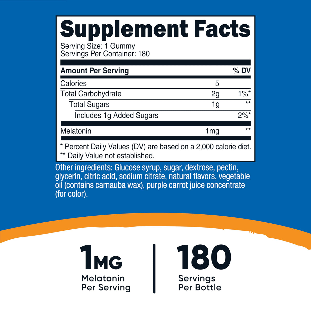 Nutricost Melatonin 1mg Gummies - 180 Strawberry Flavor | Gluten Free, Non-GMO, No Corn Syrup