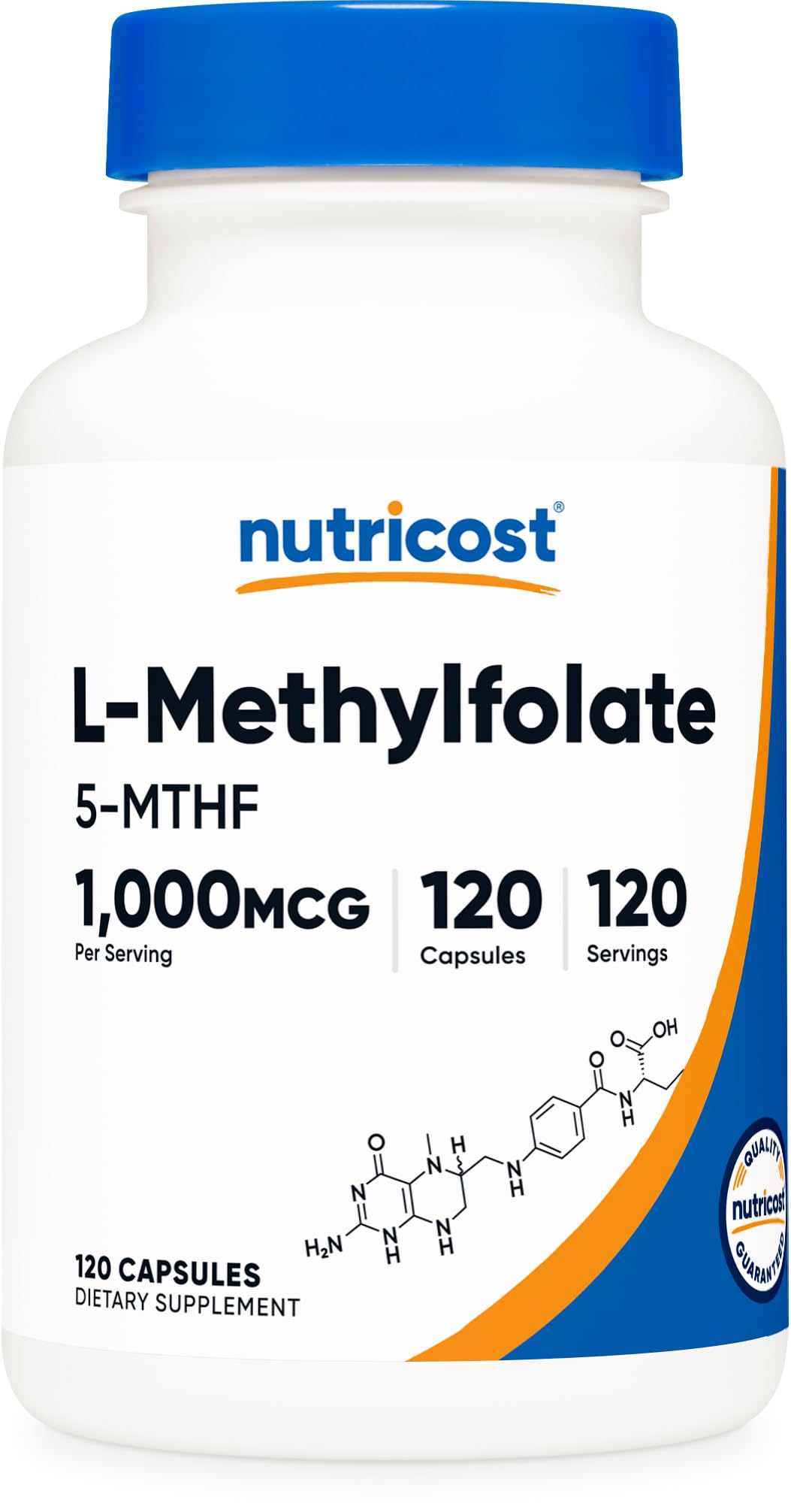 Nutricost ميثيل فولات 1000 مكجم - 120 كبسولة نباتية - خالٍ من الغلوتين، غير معدل وراثيًا