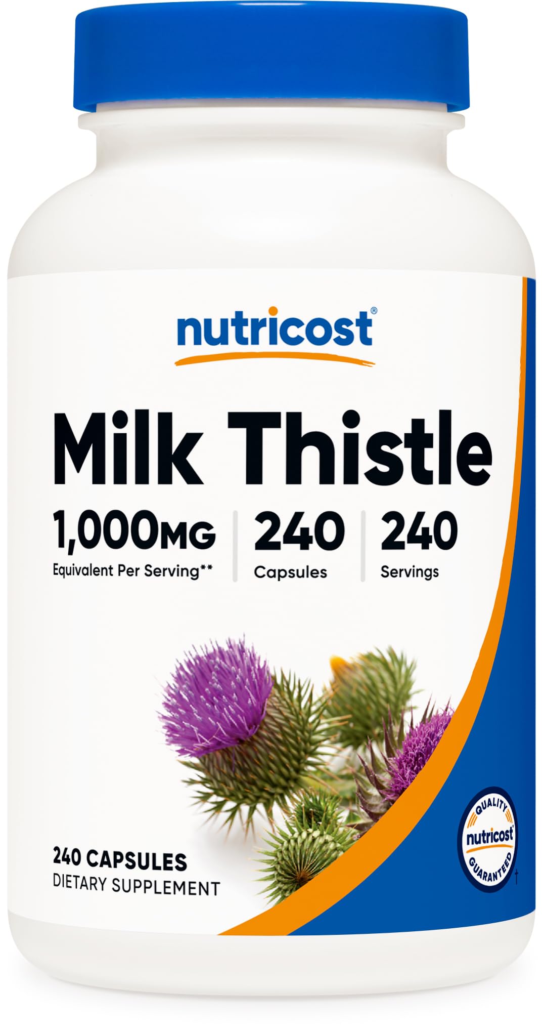 Nutricost شوك الحليب 1000 ملغ مكافئ - 240 كبسولة | مستخلص 4:1، نباتي، غير معدل وراثيًا وخالٍ من الغلوتين