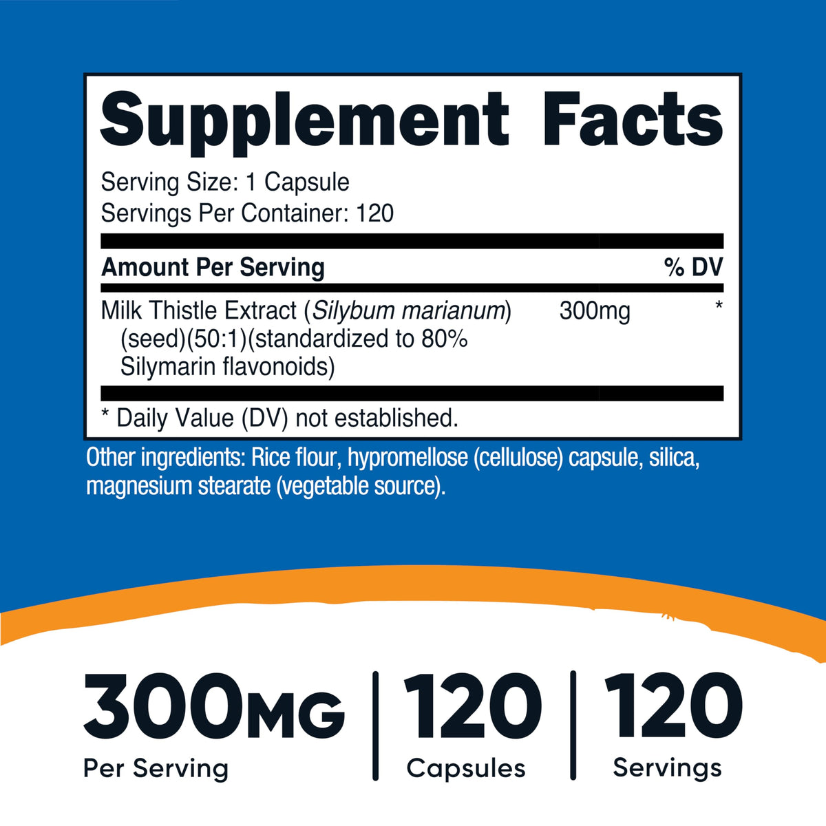 شوكة الحليب Nutricost 300 ملجم – 120 كبسولة | خالي من الغلوتين وغير معدّل وراثيًا