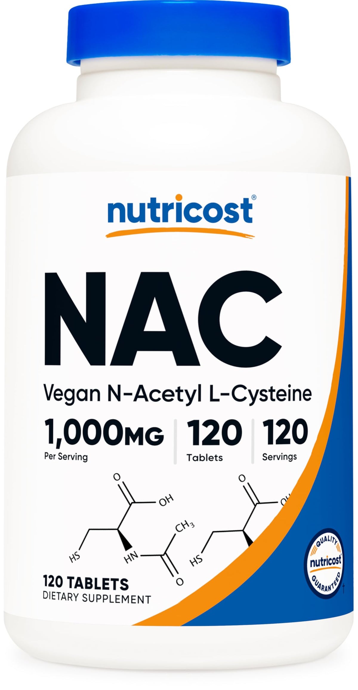 Nutricost NAC 1000 ملجم – 120 قرص نباتي | غير معدّل وراثيًا، خالي من الغلوتين