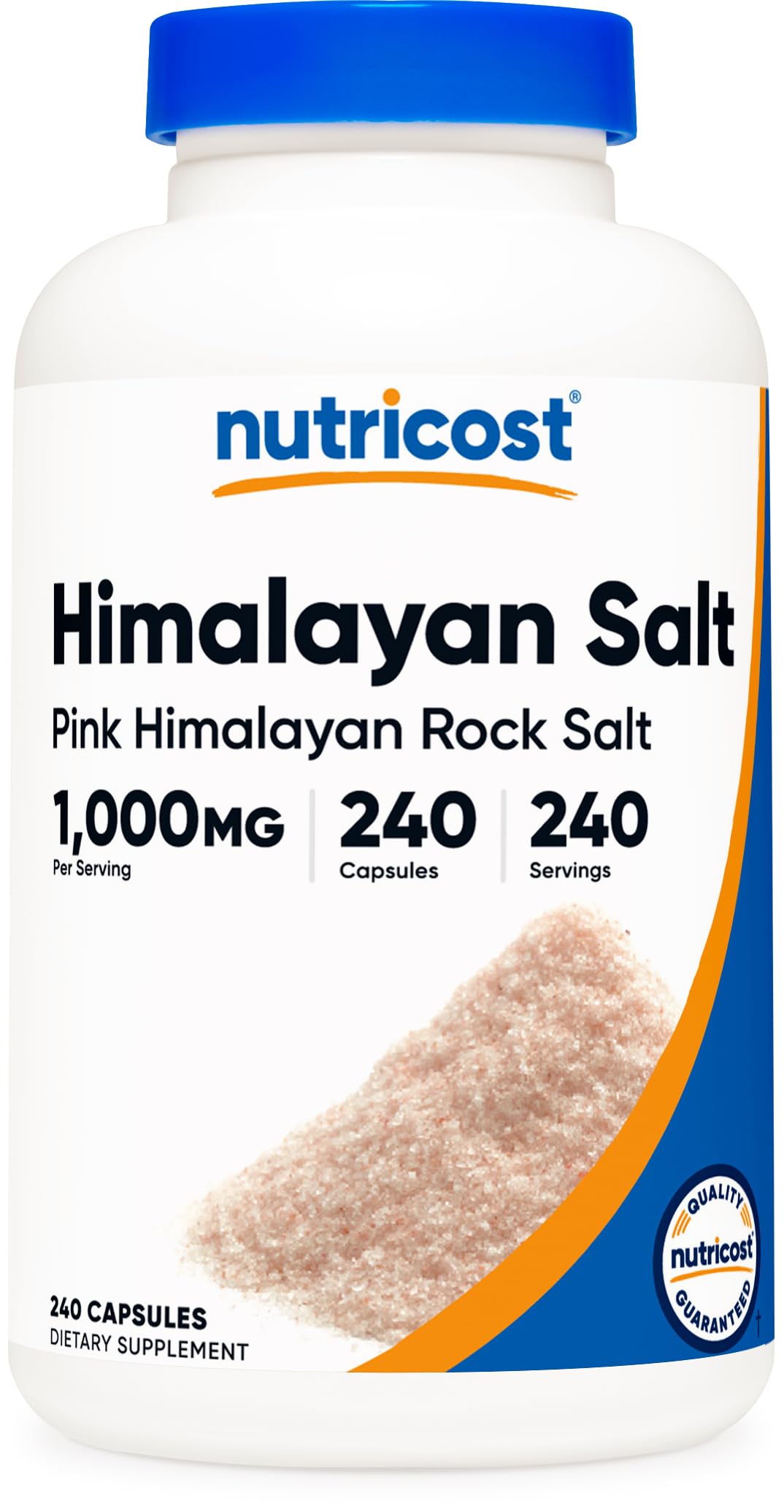 كبسولات ملح الهيمالايا الوردي من Nutricost 1000 ملجم – 390 ملجم صوديوم، 240 كبسولة | غير معدّل وراثيًا، خالي من الغلوتين
