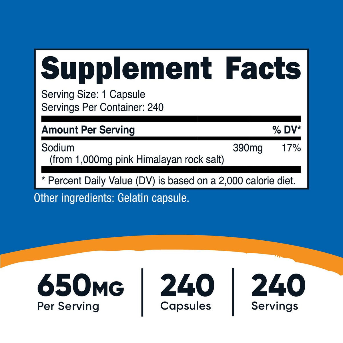 كبسولات ملح الهيمالايا الوردي من Nutricost 1000 ملجم – 390 ملجم صوديوم، 240 كبسولة | غير معدّل وراثيًا، خالي من الغلوتين