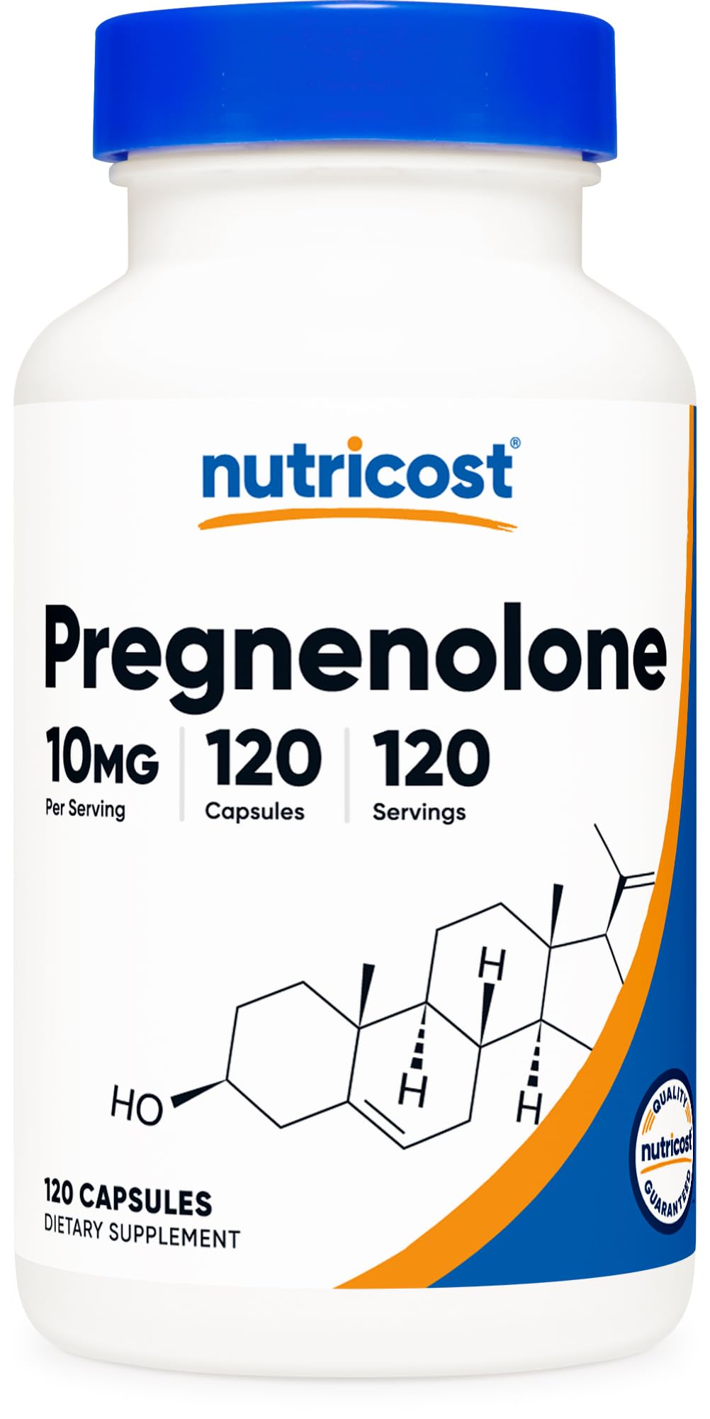 Nutricost Pregnenolone 10 ملغ، 120 كبسولة – غير معدل وراثيًا، خالٍ من الغلوتين، كبسولات نباتية