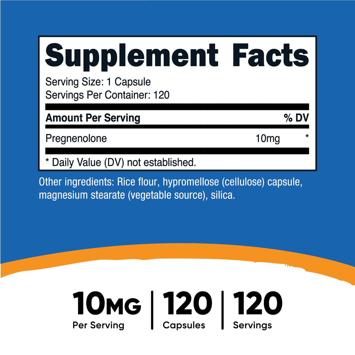 Nutricost Pregnenolone 10 ملغ، 120 كبسولة – غير معدل وراثيًا، خالٍ من الغلوتين، كبسولات نباتية