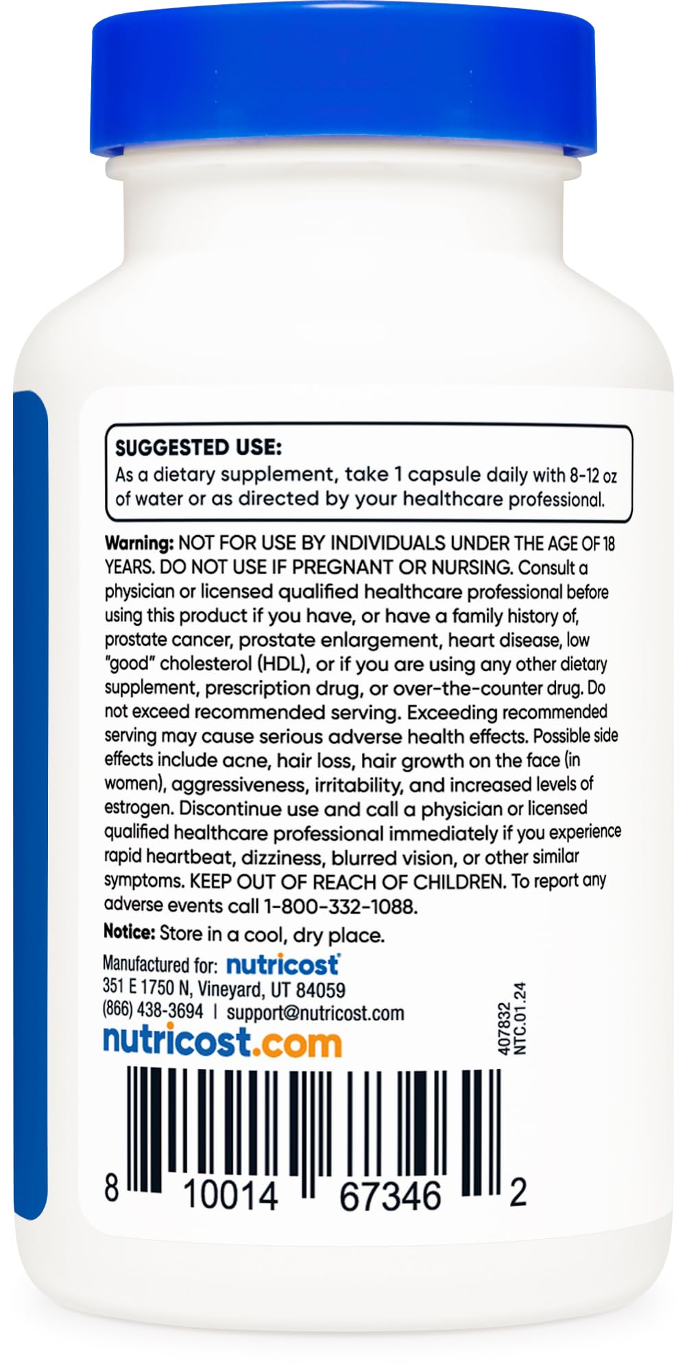 Nutricost Pregnenolone 10 ملغ، 120 كبسولة – غير معدل وراثيًا، خالٍ من الغلوتين، كبسولات نباتية