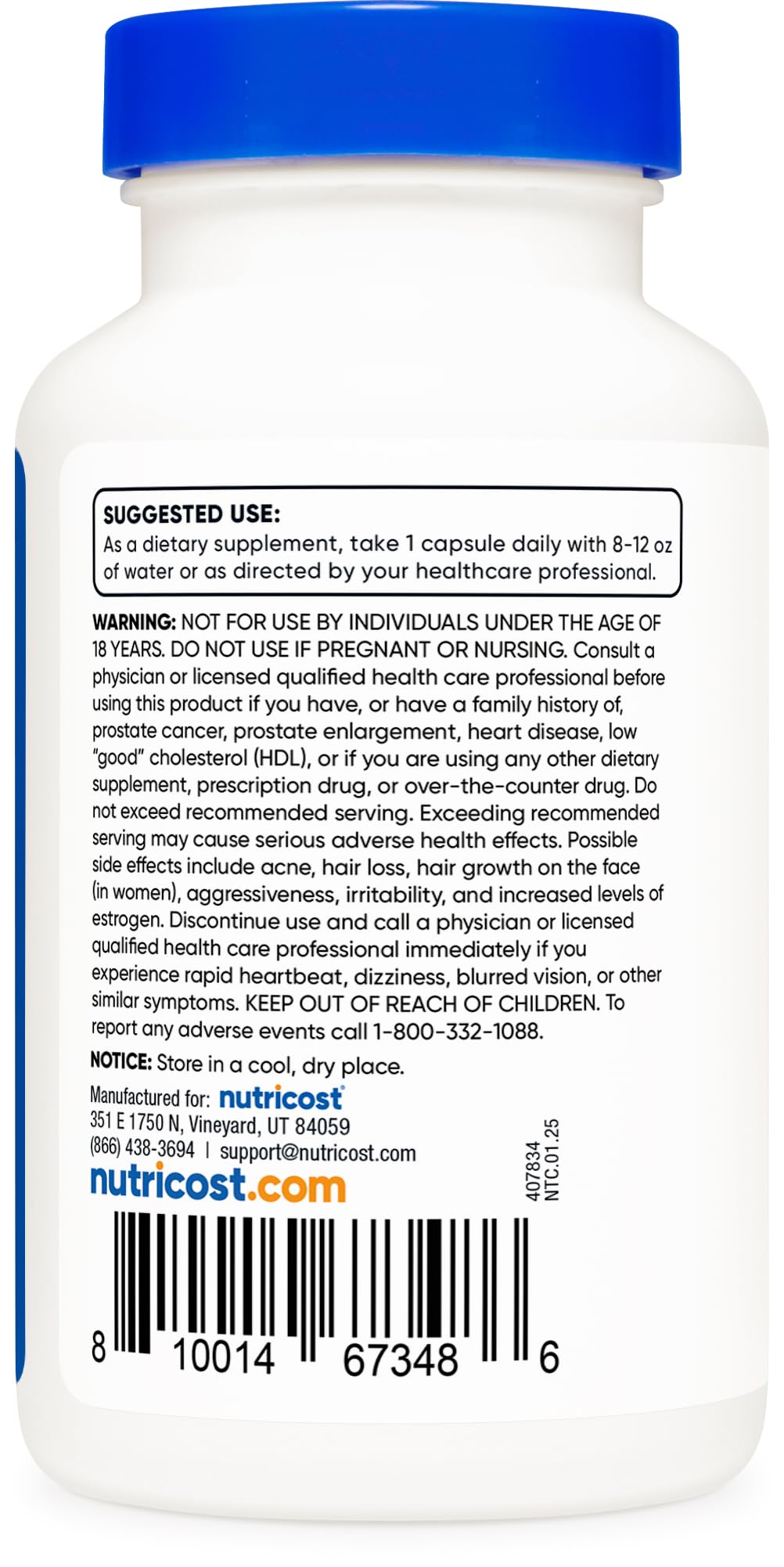 Nutricost Pregnenolone 50mg – 120 كبسولة | غير معدل وراثيًا، خالٍ من الغلوتين، مناسب للنباتيين