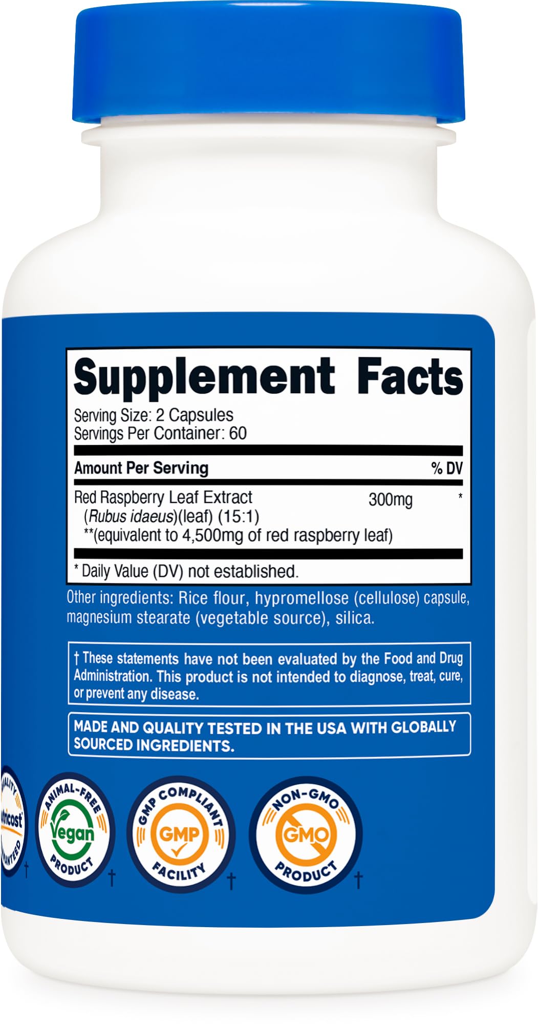 Nutricost Red Raspberry Leaf Extract (4500mg) 120 Capsules | Vegan Supplement
