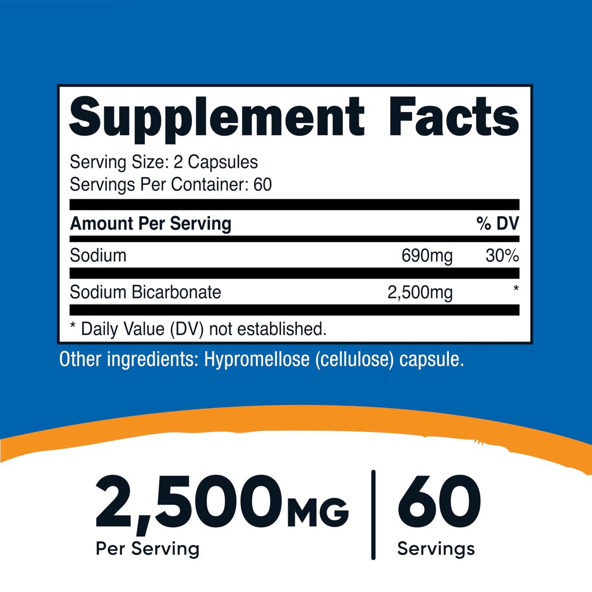 Nutricost صوديوم بيكربونات 2500 ملجم - 120 كبسولة | نباتي، خالٍ من الجلوتين، خالٍ من الكائنات المعدلة وراثيًا