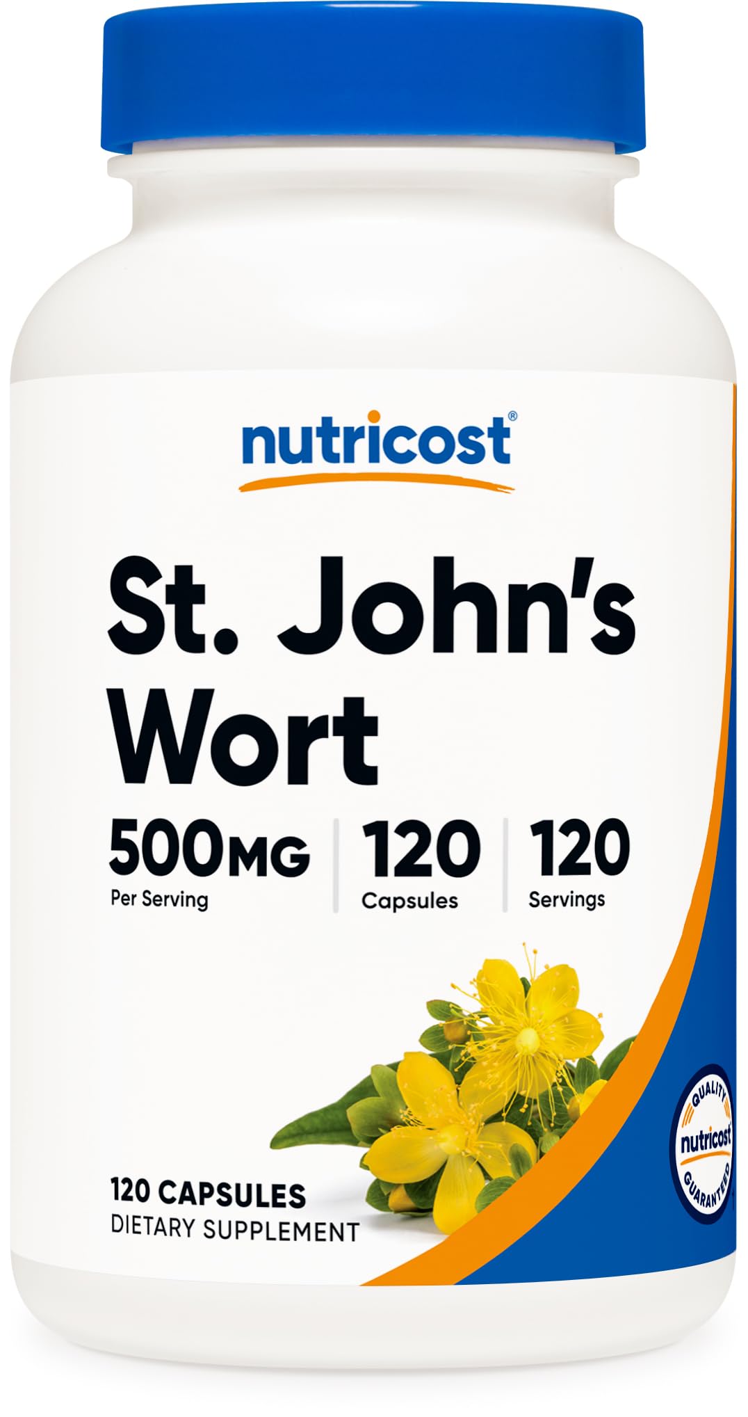 Nutricost كبسولات عشبة سانت جون (500 ملجم) – 120 كبسولة نباتية، خالية من الجلوتين وغير معدلة وراثيًا